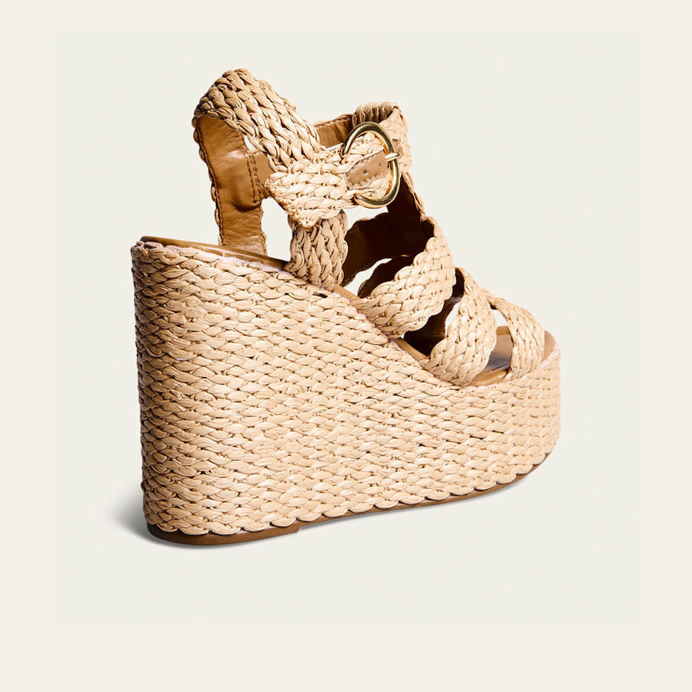 Sandália Santa Lolla Bege Espadrille Plataforma