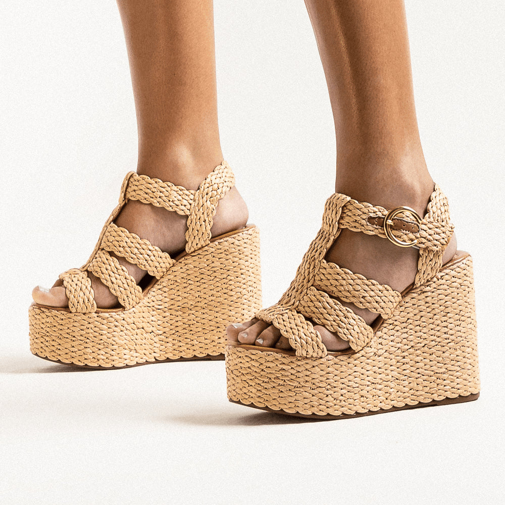 Sandália Santa Lolla Bege Espadrille Plataforma