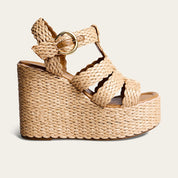 Sandália Santa Lolla Bege Espadrille Plataforma