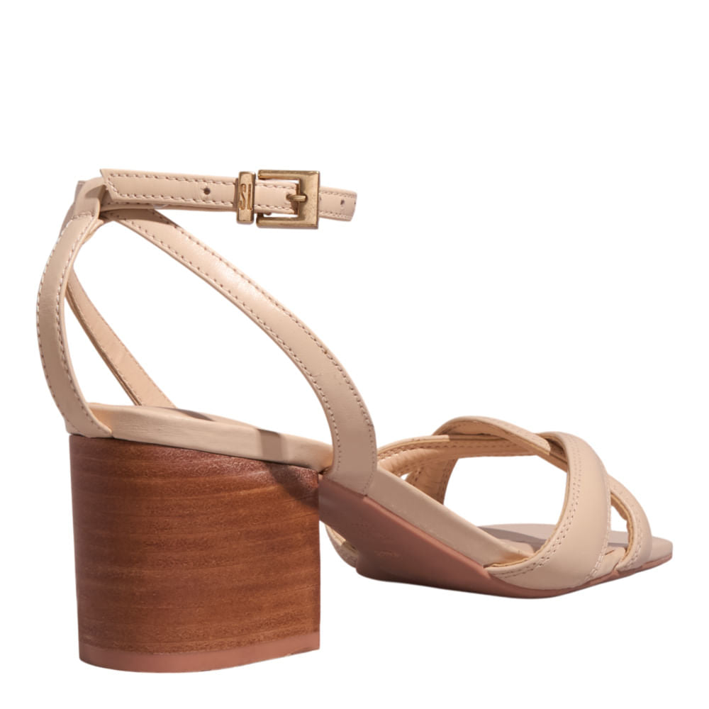 Sandália Santa Lolla Bege Salto Bloco Fachete
