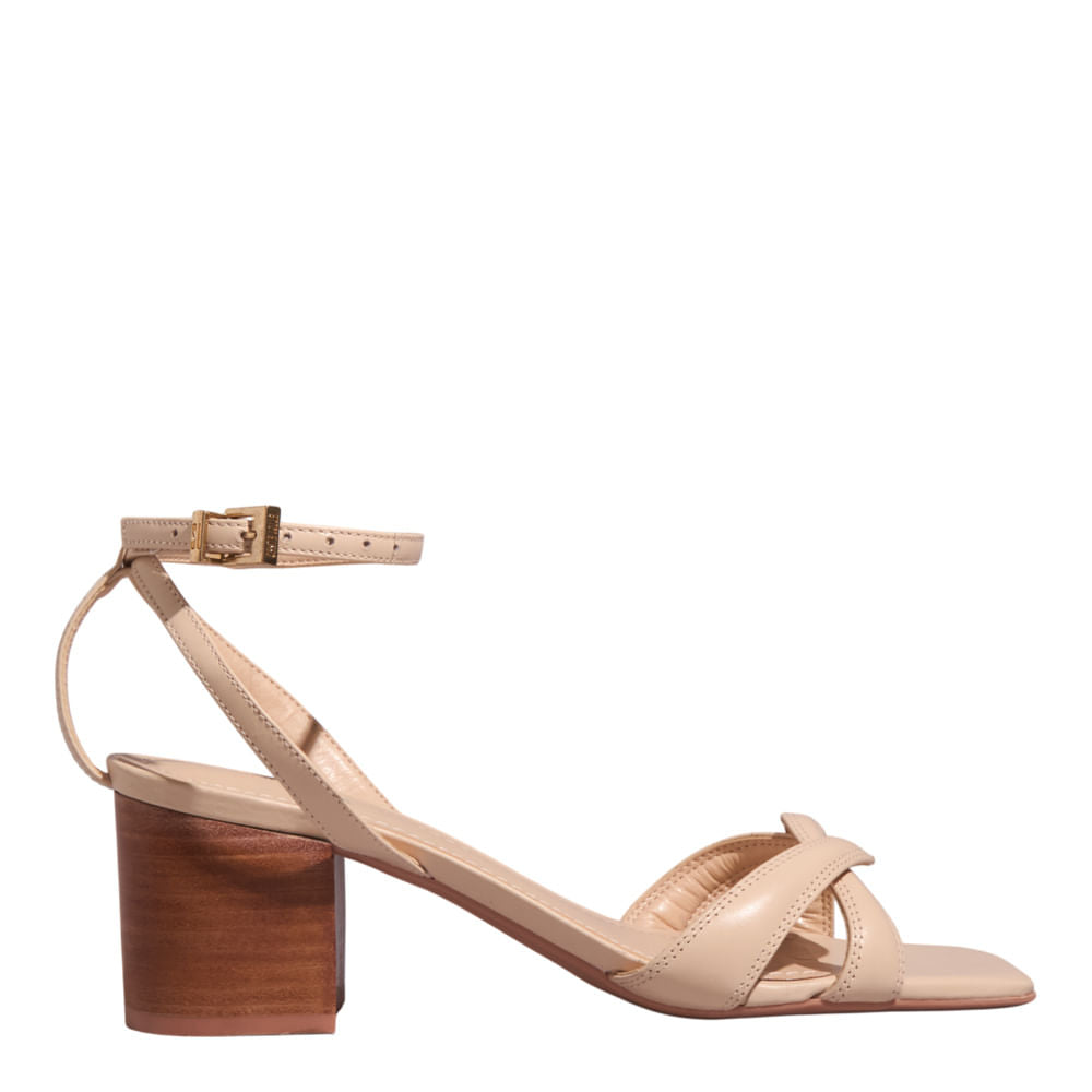 Sandália Santa Lolla Bege Salto Bloco Fachete