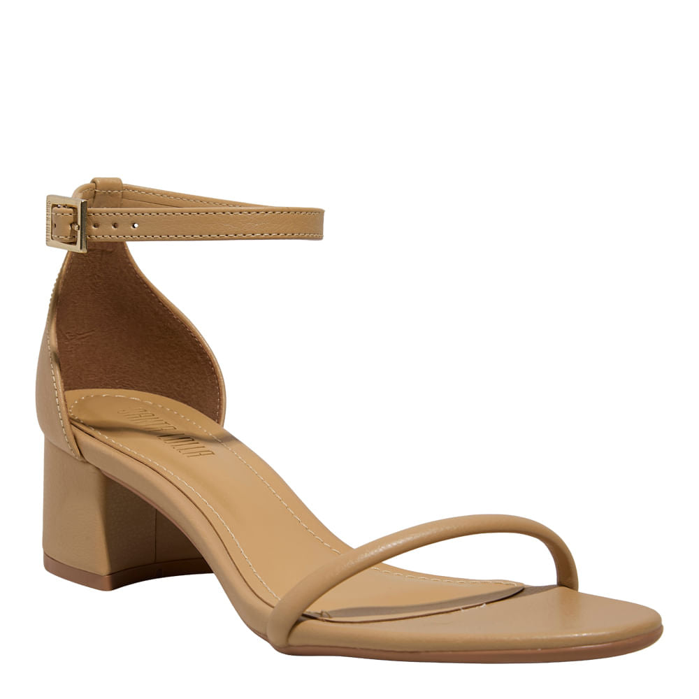 Sandália Santa Lolla Bege Salto Bloco Fivela