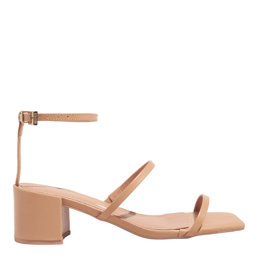 Sandália Santa Lolla Bege Salto Bloco Tiras Finas