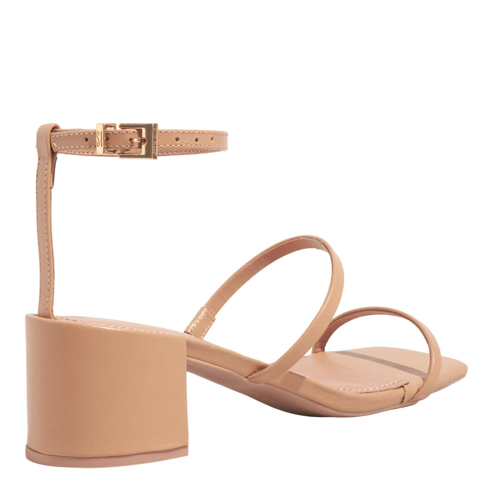 Sandália Santa Lolla Bege Salto Bloco Tiras Finas