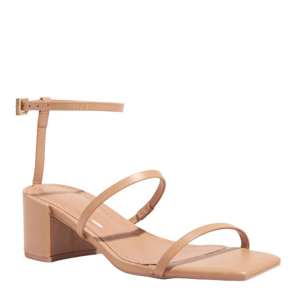 Sandália Santa Lolla Bege Salto Bloco Tiras Finas