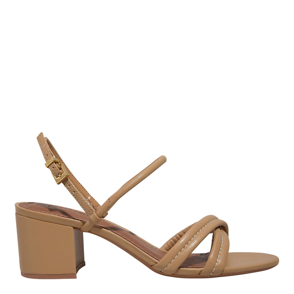 Sandália Santa Lolla Bege Tiras Salto Bloco