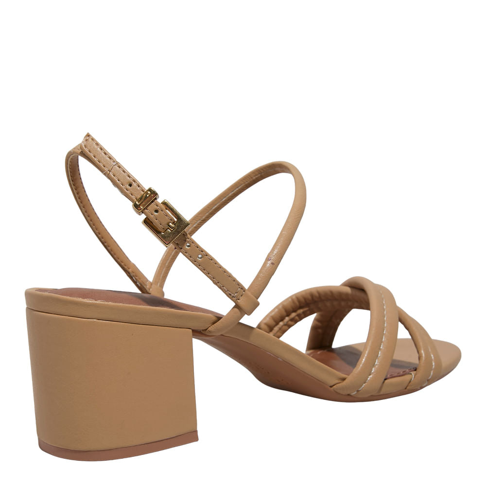 Sandália Santa Lolla Bege Tiras Salto Bloco