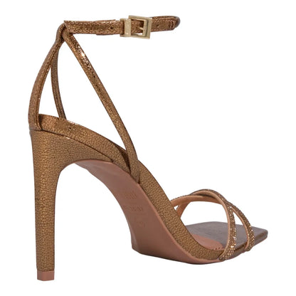 Sandália Santa Lolla Bronze Strass Salto Alto