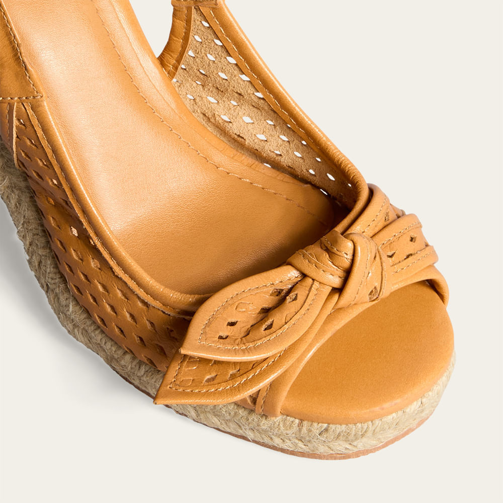 Sandália Santa Lolla Caramelo Anabela Espadrille
