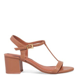 Sandália Santa Lolla Caramelo Couro T-Strap Salto Bloco