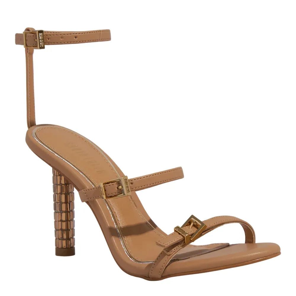 Sandália Santa Lolla Caramelo Salto Fino Metalizado