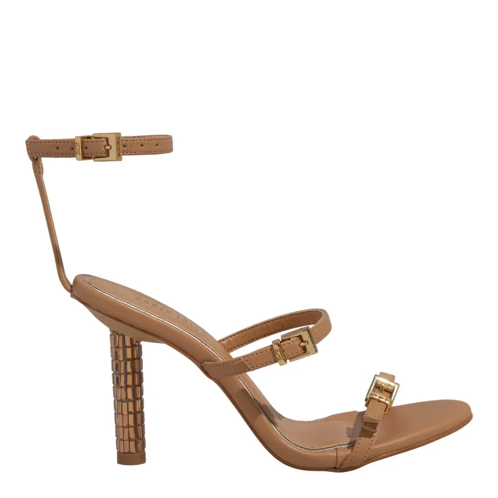 Sandália Santa Lolla Caramelo Salto Fino Metalizado