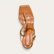 Sandália Santa Lolla Caramelo T-Strap Salto Bloco