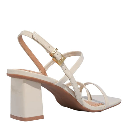 Sandália Santa Lolla Creme Verniz Salto Bloco