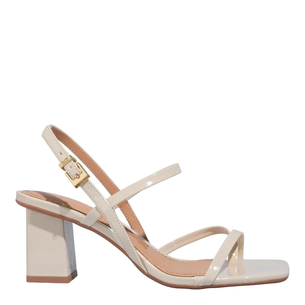 Sandália Santa Lolla Creme Verniz Salto Bloco