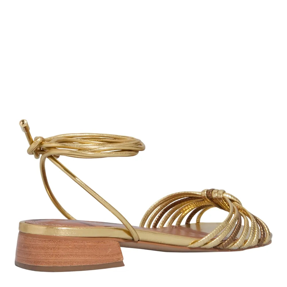 Sandália Santa Lolla Dourada Amarração Salto Baixo