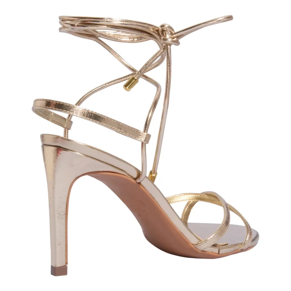 Sandália Santa Lolla Dourada Amarração Salto Fino