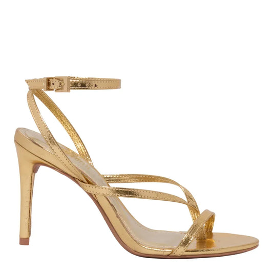 Sandália Santa Lolla Dourada Metalizada Salto Alto
