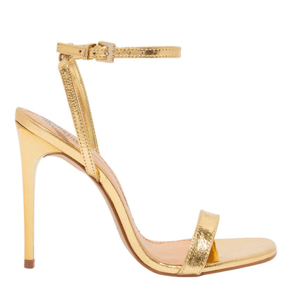 Sandália Santa Lolla Dourada Metalizada Salto Alto Fino