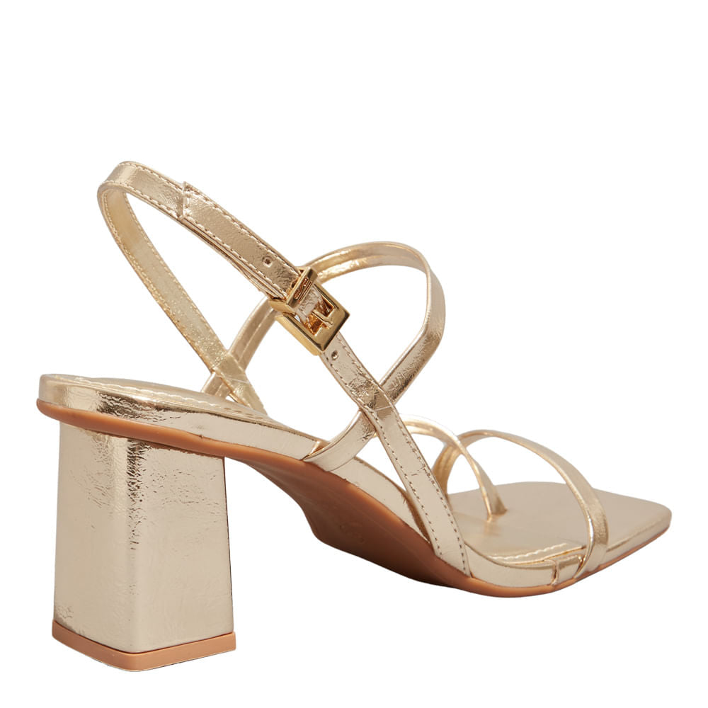 Sandália Santa Lolla Dourada Metalizada Salto Bloco