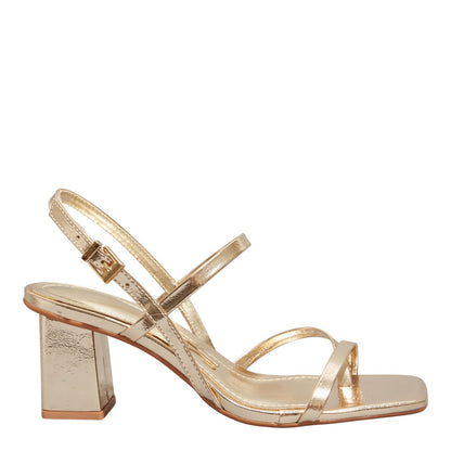 Sandália Santa Lolla Dourada Metalizada Salto Bloco