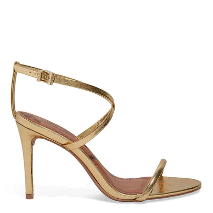 Sandália Santa Lolla Dourada Metalizada Salto Fino