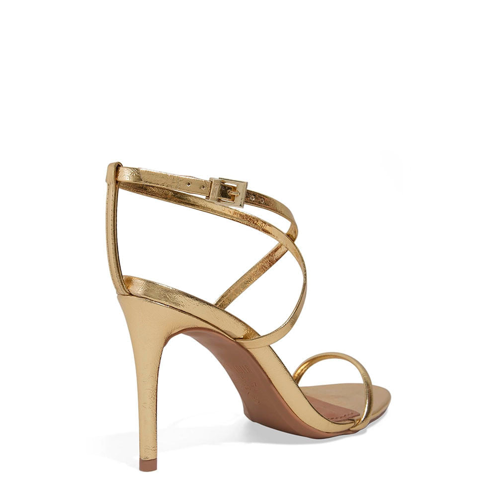 Sandália Santa Lolla Dourada Metalizada Salto Fino