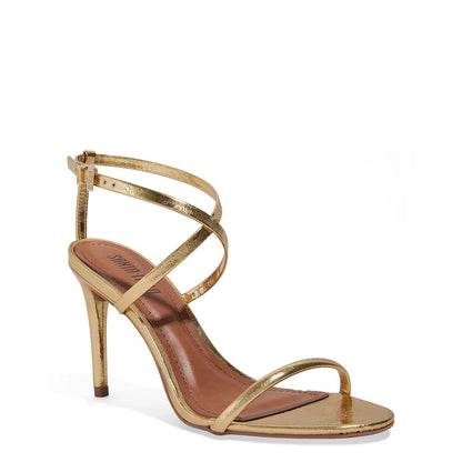 Sandália Santa Lolla Dourada Metalizada Salto Fino