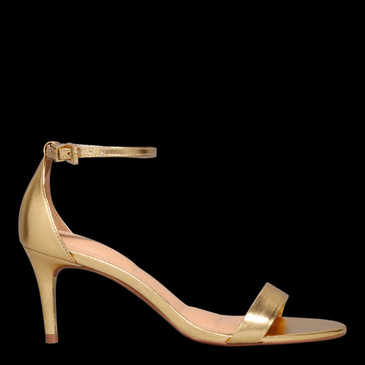 Sandália Santa Lolla Dourada Metalizada Salto Fino