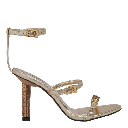 Sandália Santa Lolla Dourada Metalizada Salto Fino