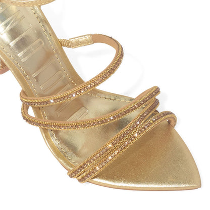 Sandália Santa Lolla Dourada Metalizada Strass