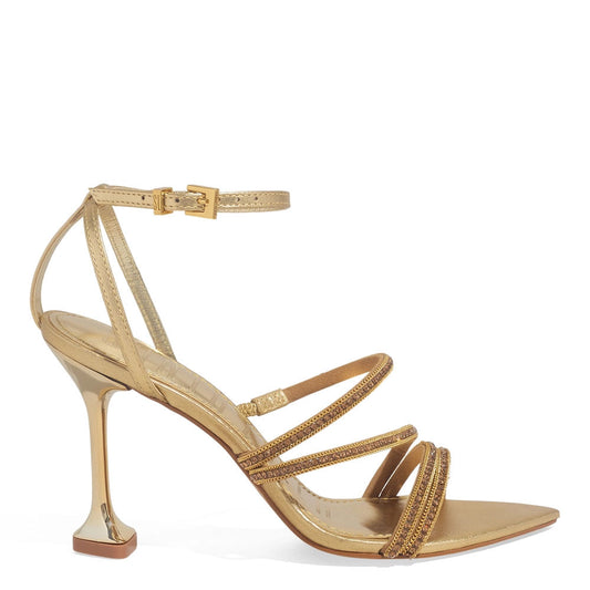Sandália Santa Lolla Dourada Metalizada Strass