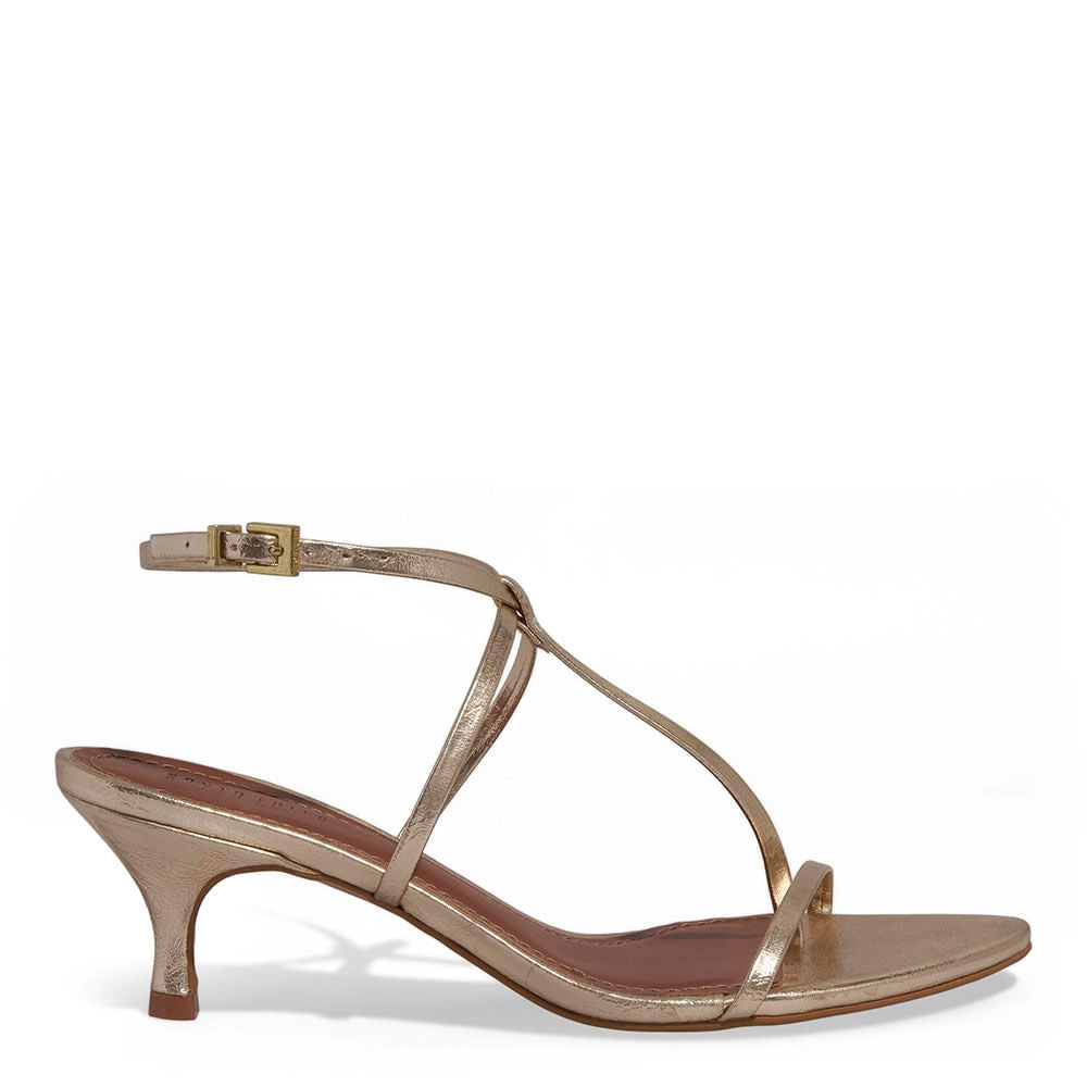 Sandália Santa Lolla Dourada Metalizada Tiras Finas