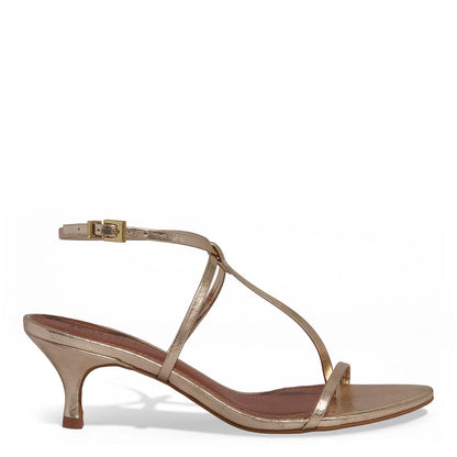 Sandália Santa Lolla Dourada Metalizada Tiras Finas