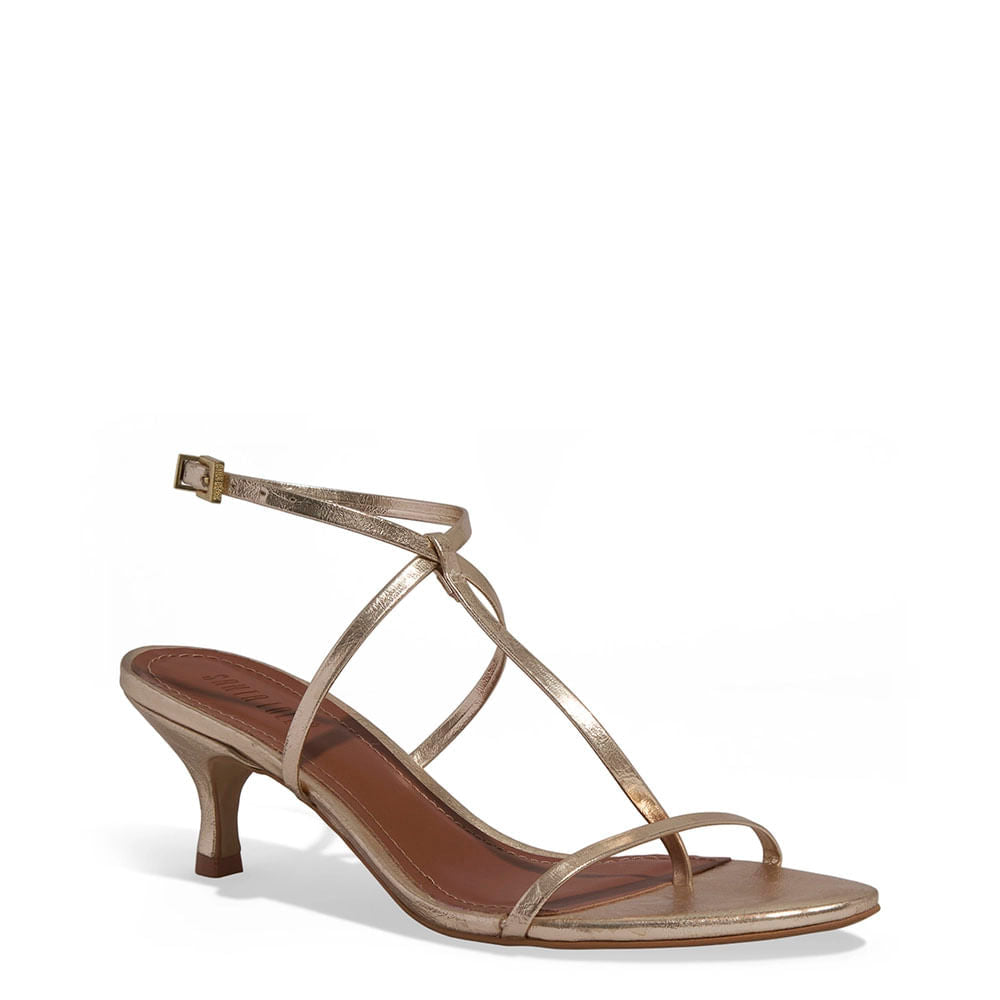 Sandália Santa Lolla Dourada Metalizada Tiras Finas