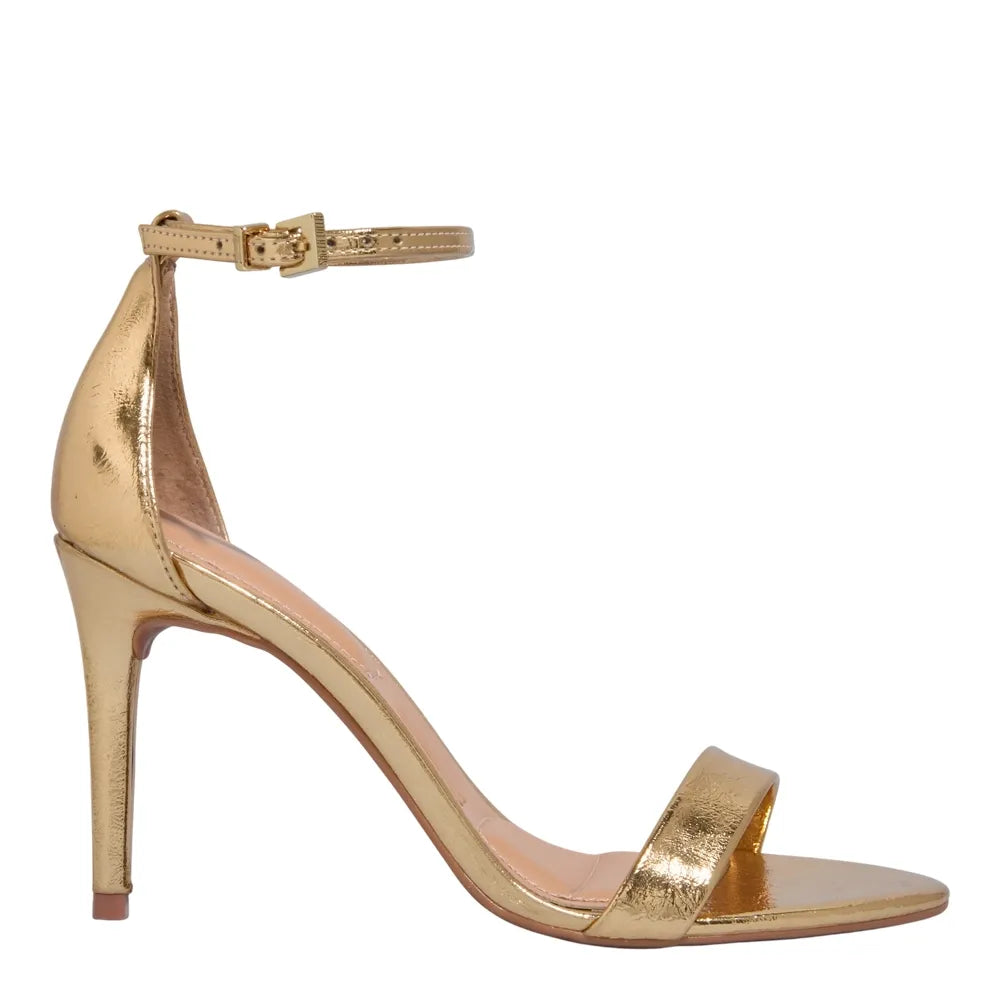 Sandália Santa Lolla Dourada Salto Alto Fino