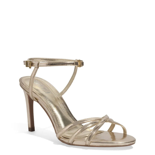 Sandália Santa Lolla Dourada Salto Fino Tiras