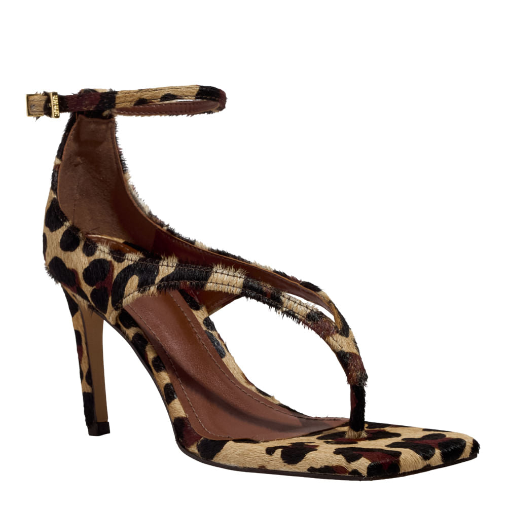 Sandália Santa Lolla Estampada Salto Fino T-Strap