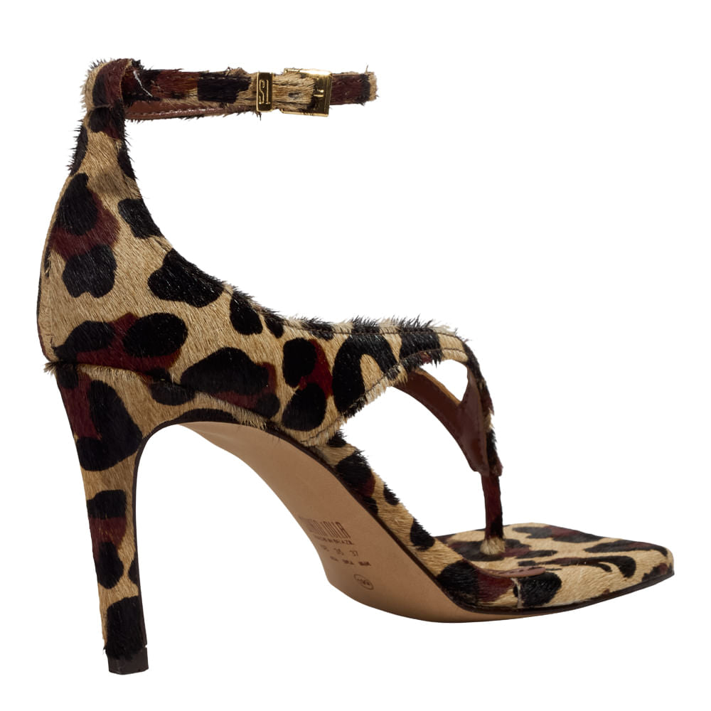 Sandália Santa Lolla Estampada Salto Fino T-Strap