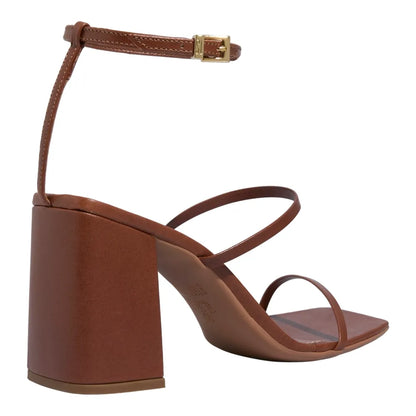 Sandália Santa Lolla Marrom Couro Salto Bloco