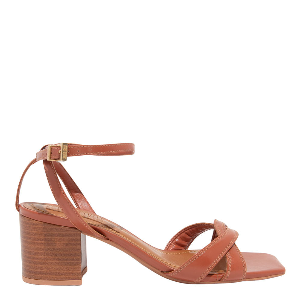 Sandália Santa Lolla Marrom Salto Bloco Fachete