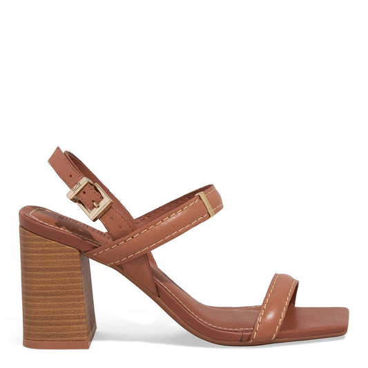 Sandália Santa Lolla Marrom Salto Bloco Fivela