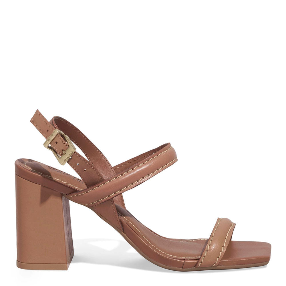 Sandália Santa Lolla Marrom Salto Bloco Fivela