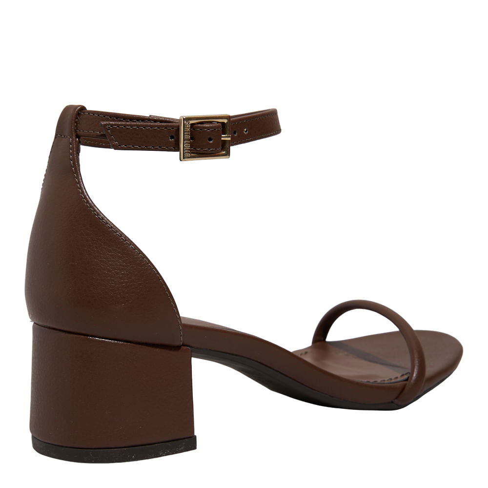 Sandália Santa Lolla Marrom Salto Bloco Tiras