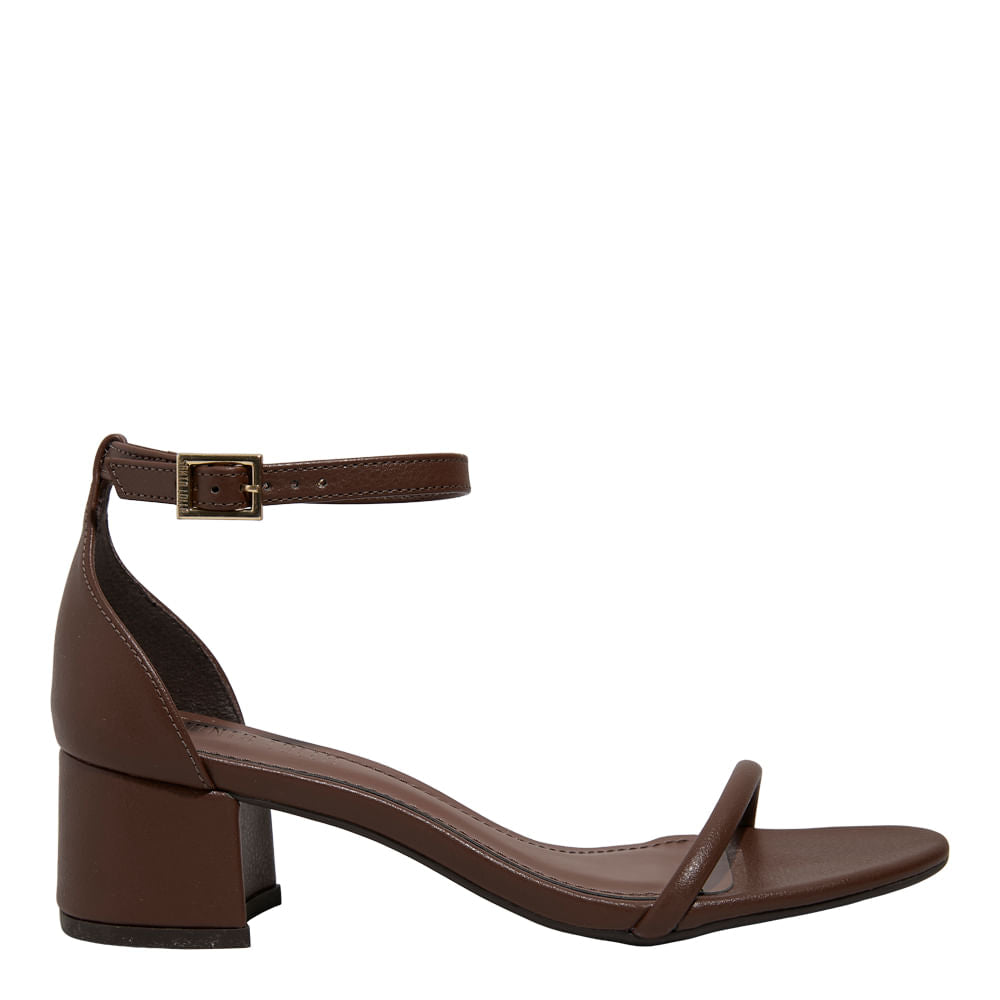 Sandália Santa Lolla Marrom Salto Bloco Tiras