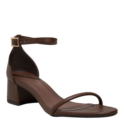 Sandália Santa Lolla Marrom Salto Bloco Tiras
