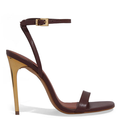 Sandália Santa Lolla Marrom Salto Fino Dourado