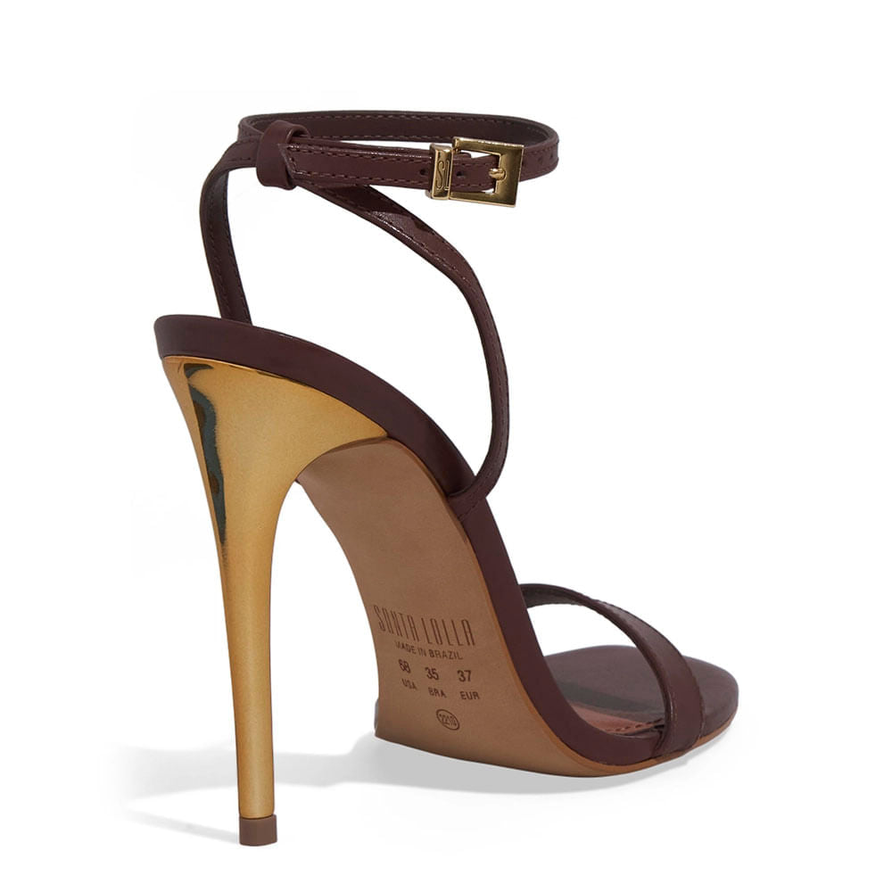 Sandália Santa Lolla Marrom Salto Fino Dourado