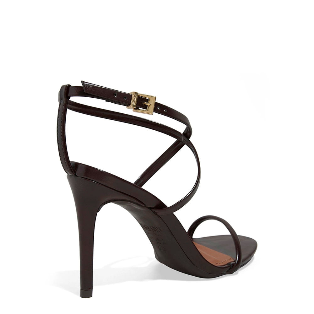 Sandália Santa Lolla Marrom Tiras Finas Salto Alto