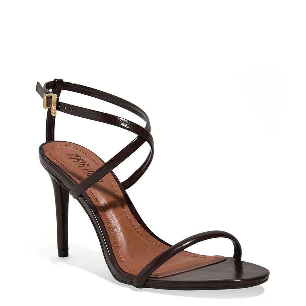 Sandália Santa Lolla Marrom Tiras Finas Salto Alto